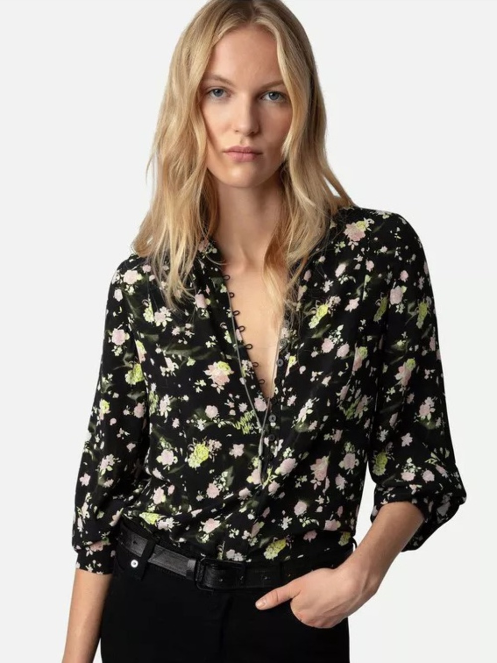 Zadig & Voltaire Twina Soft Crinkle Roses Blouse